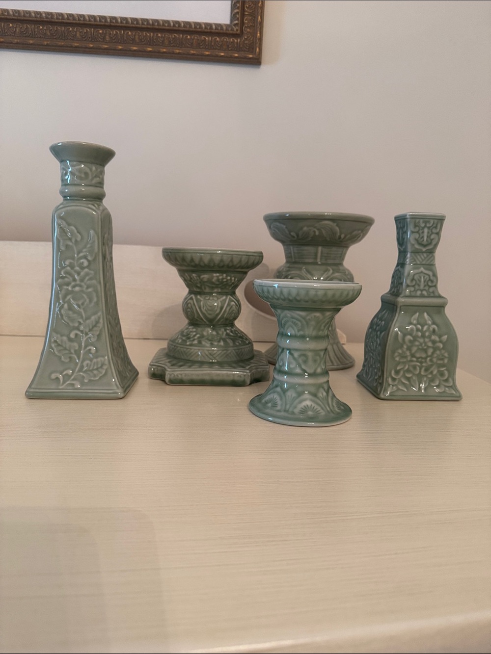Ceramic Green Decorative Candle Holders Set - Brand Unspecified